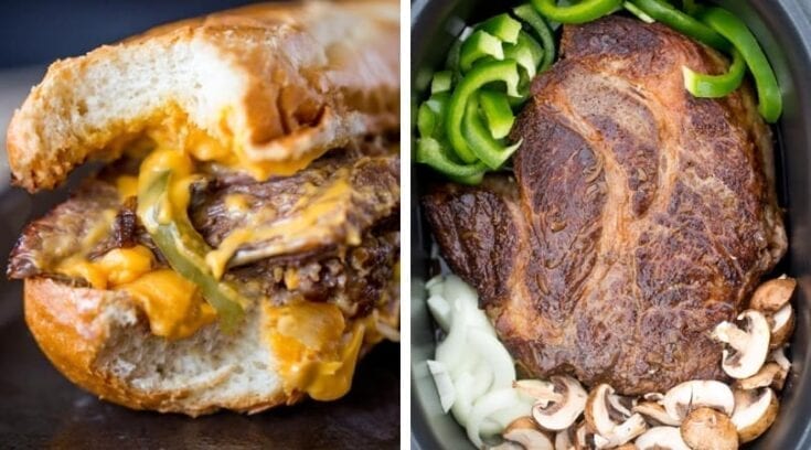 Image for Easy Slow Cooker Philly Cheese Steak Sandwiches