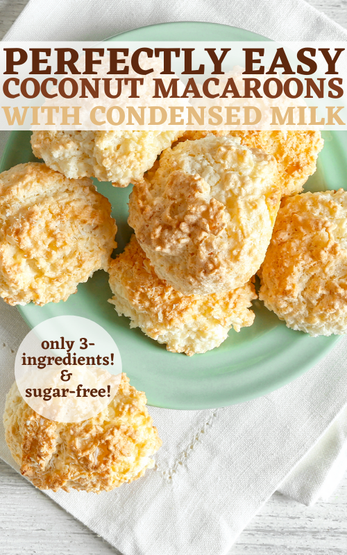 Keto coconut macaroons with condensed milk with only three ingredients are the best. All ketogenic dieters should try this quick and easy sugar-free macaroons recipe!