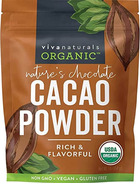 Viva Naturals #1 Best Selling Certified Organic Cacao Powder from Superior Criollo Beans, 1 LB Bag