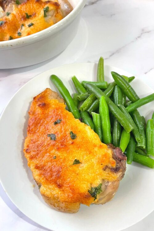 keto pork chops with mayo and green beans